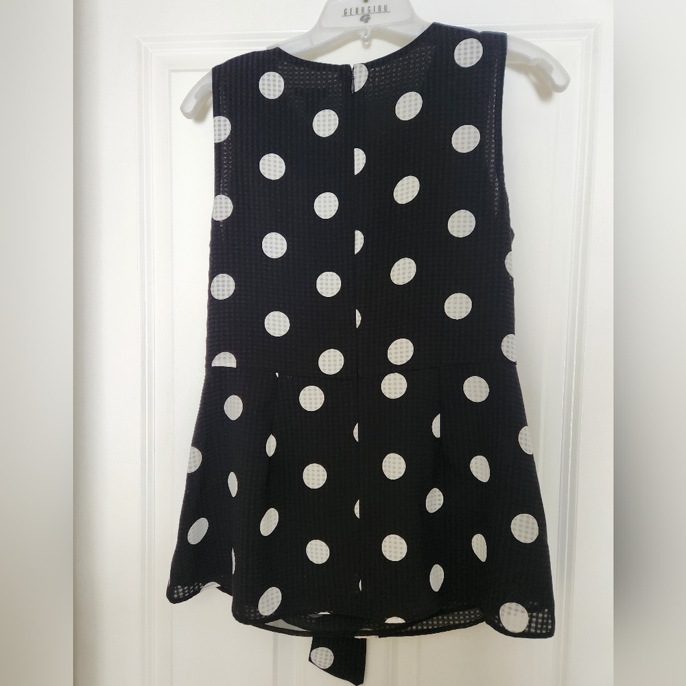Ann Taylor Polka Dot Sleeveless Top - Black and White, Size 4 - Picture 9 of 9